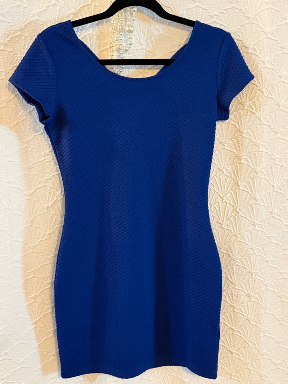 H&M Cobalt Blue Scoop Neck Mini Dress PTP 16” L: 31”